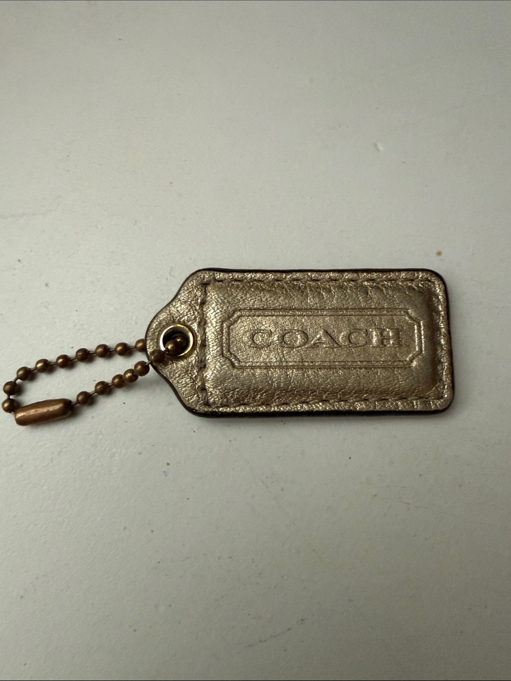 Coach Metallic Gold Leather Tag Charm